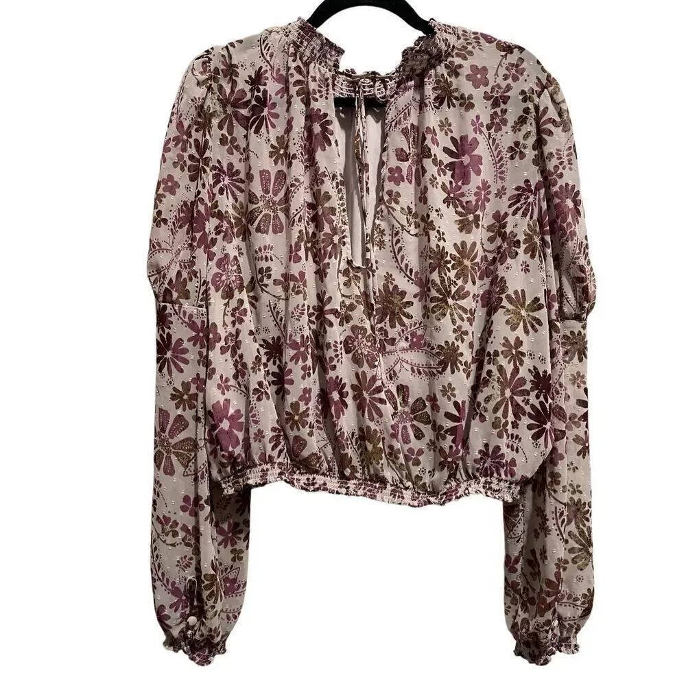 Free People Clarissa floral printed blouse Medium